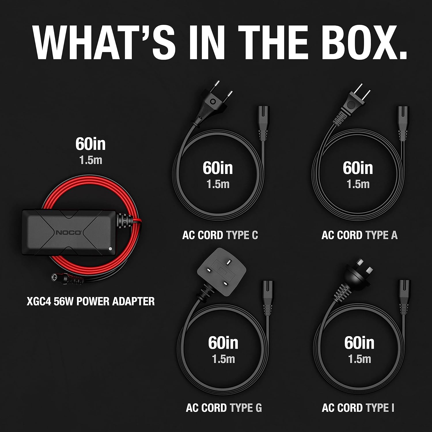 image:imageNOCO XGC4 56Watt XGC Power Adapter for GB70GB150GB250GB251GB500 Boost UltraSafe Lithium Jump Starters60 inches