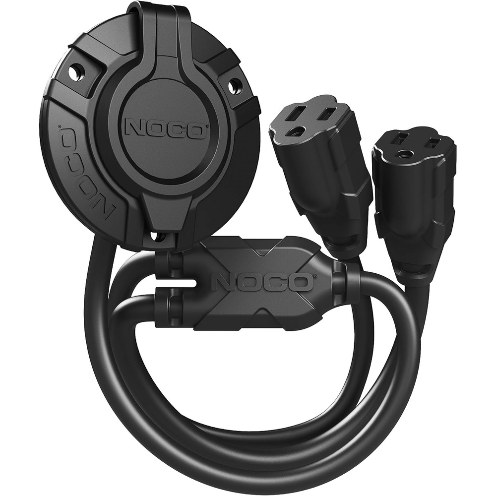 image:imageNOCO GCP2 15A AC Port Plug 125V Power Inlet Socket and Waterproof Electrical Outlet Receptacle Box with Dual 18Inch Integrated Outdoor Extension Cords