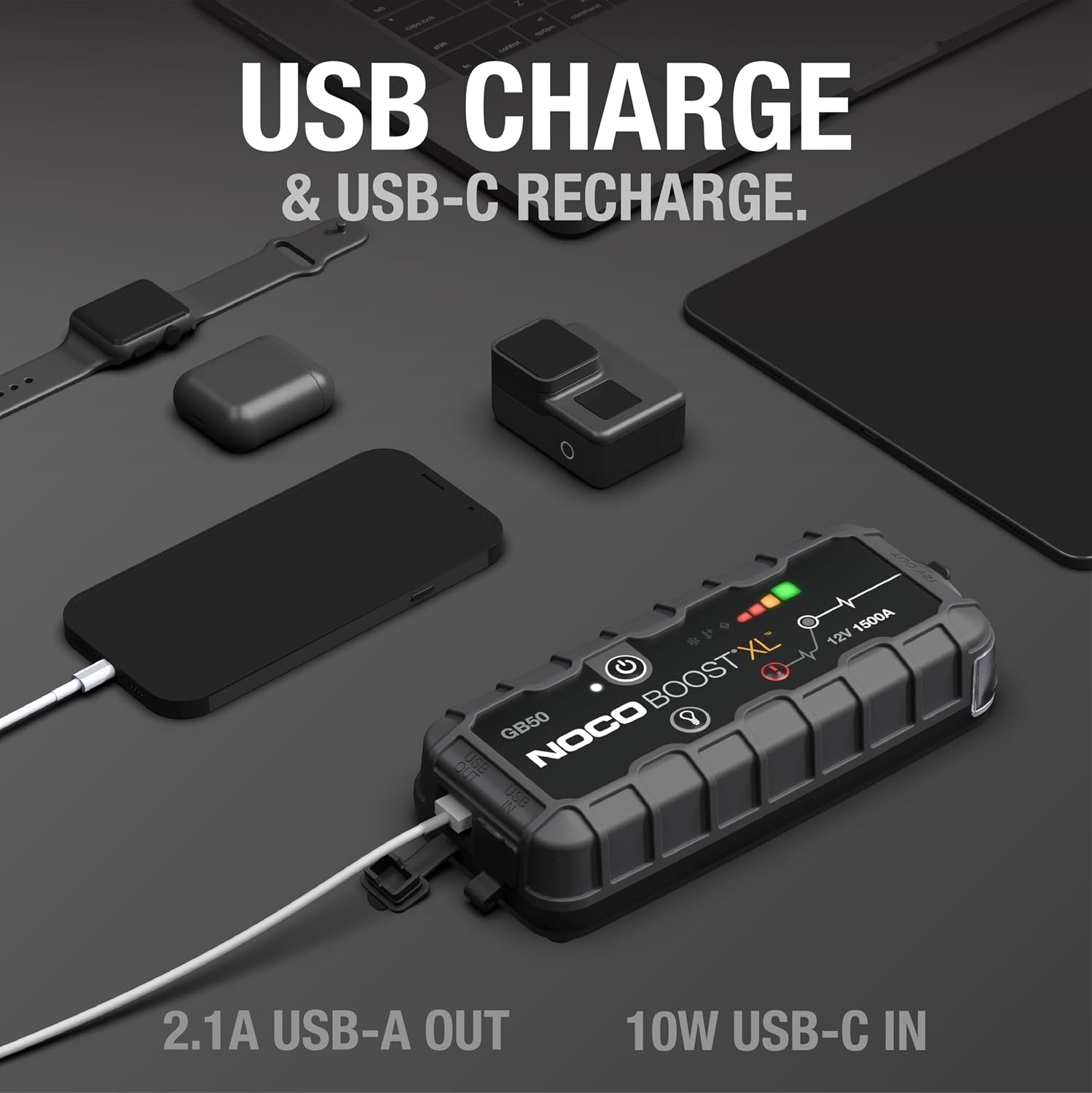 image:imageNOCO Boost GB50 1500A UltraSafe Jump Starter 12V Lithium Battery Booster Pack Portable Jump Box Power Bank amp Jumper Cables for 70L Gas and 45L Diesel Engines SparkProof amp Reverse Polarity Protection For Car Truck Motorcycle SUV Boat ATV RV up to 70L Gas amp 45L Diesel