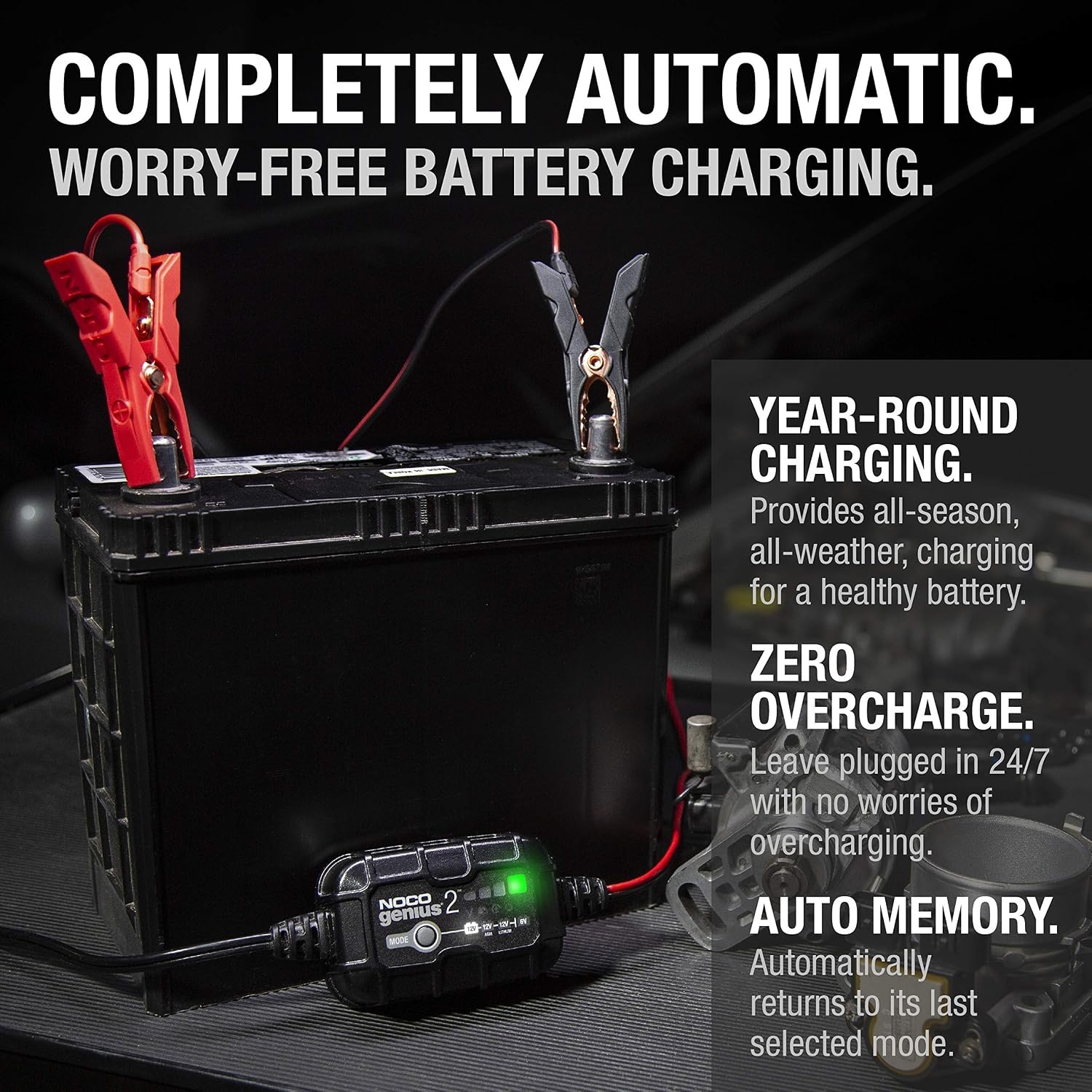 image:imageNOCO GENIUS2 2A 6V12V Smart Battery Charger Automatic Maintainer Trickle Charger amp Desulfator with Overcharge Protection amp Temperature Compensation for LeadAcid amp Lithium Batteries Overcharge Protection Desulfator Temperature Compensation Force Mode For LeadAcid Wet Gel AGM amp Lithium LiFePO42A
