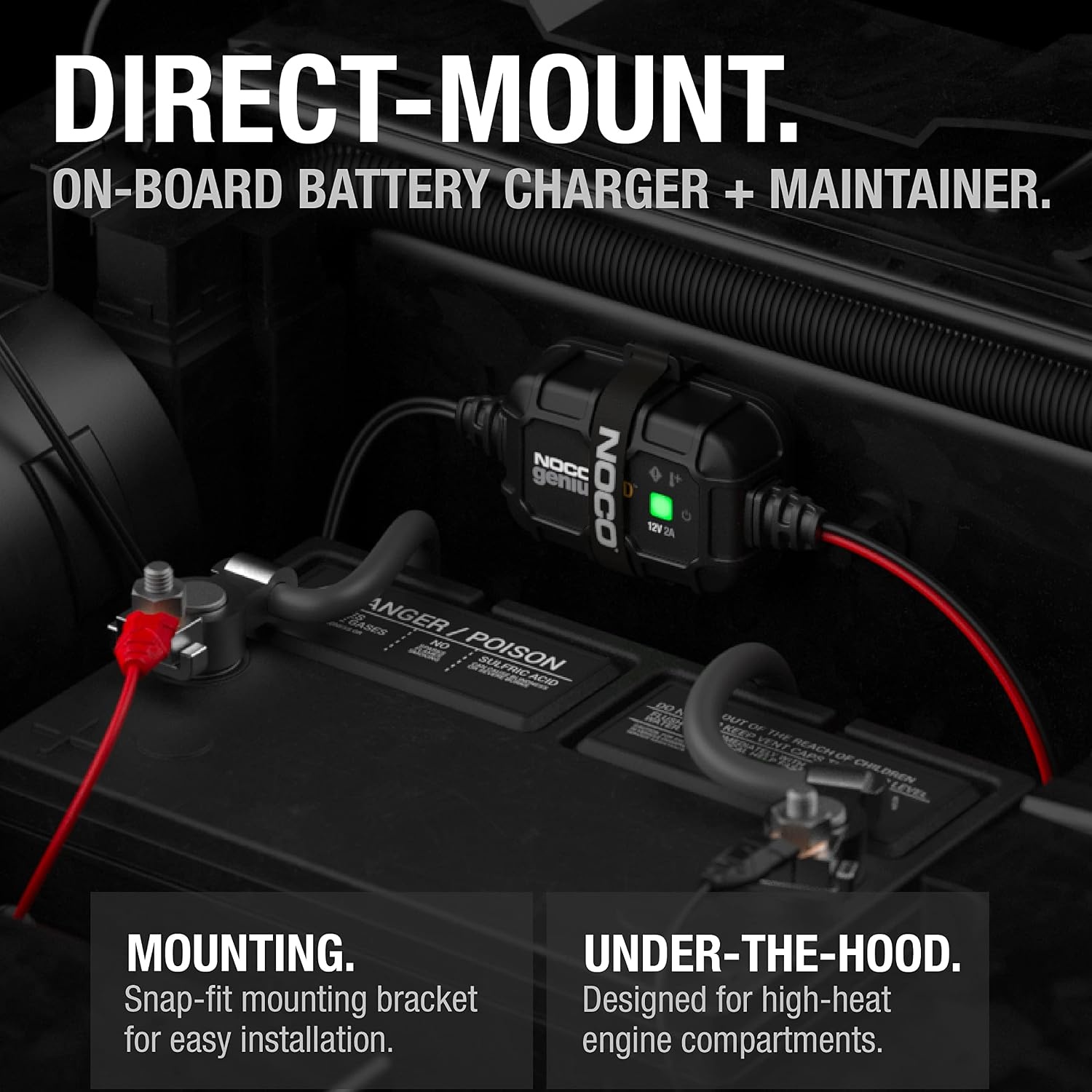 image:imageNOCO GENIUS2D 2A 12V Smart Onboard Battery Charger DirectMount Automatic Maintainer Trickle Charger amp Desulfator with Overcharge Protection amp Temperature Compensation for LeadAcid Batteries DirectMount Overcharge Protection Desulfator Temperature Compensation Force Mode For LeadAcid Wet Gel AGM SLA2A Pack of 6