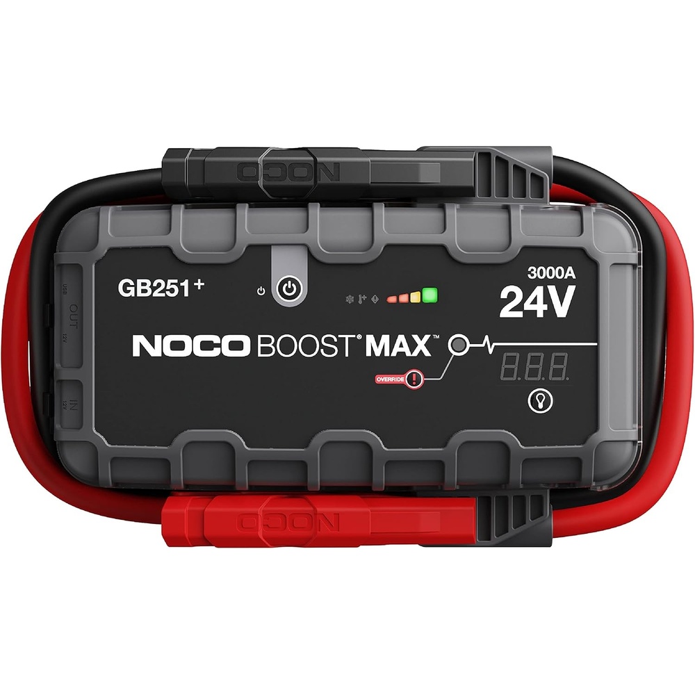 image:imageNOCO Boost Max GB251 3000A UltraSafe Jump Starter  24V Lithium Battery Booster Pack Portable Jump Box Power Bank amp Jumper Cables  for 32L Gas and Diesel Engines  Lithium booster power bank and jumper cables supports gas and diesel engines up to 32L
