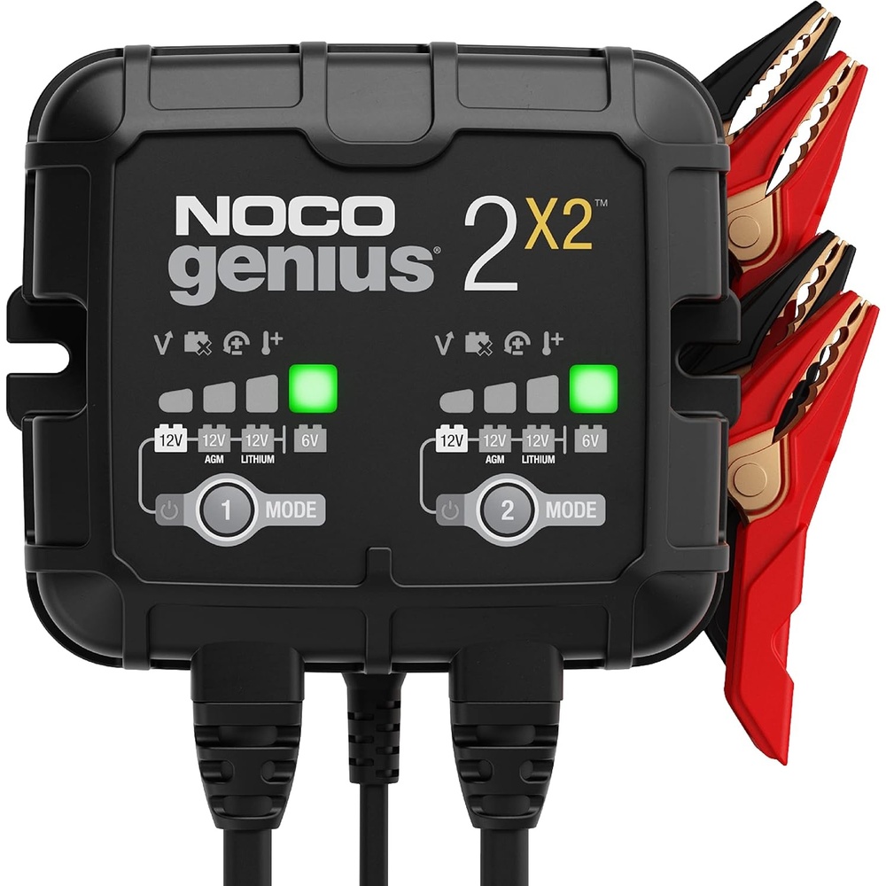 image:imageNOCO GENIUS2X2 4A 2Bank Smart Battery Charger 2ABank 6V12V Automatic Maintainer Trickle Charger amp Desulfator with Overcharge Protection amp Temperature Compensation for LeadAcid amp Lithium Charges 2 Batteries at Once Overcharge Protection Desulfator Temperature Compensation Force Mode For LeadAcid amp Lithium4A 2A per Bank
