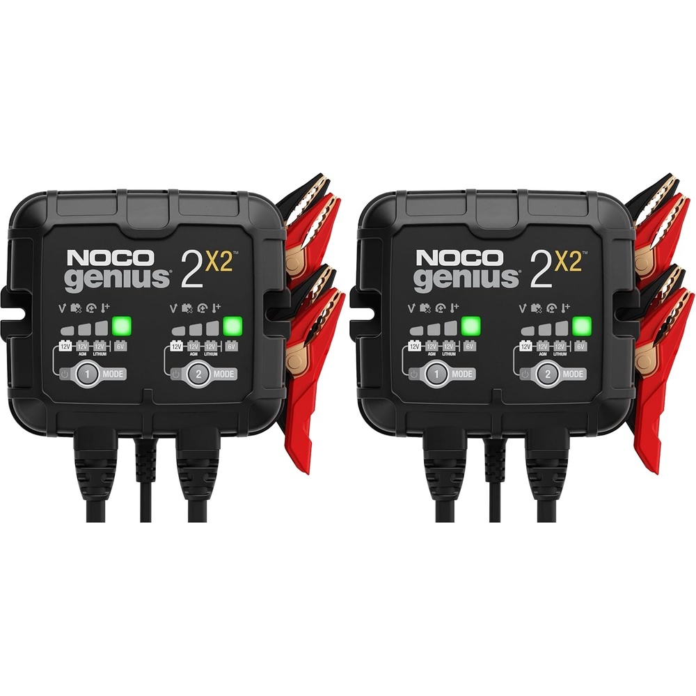 image:imageNOCO GENIUS2X2 4A 2Bank Smart Battery Charger 2ABank  6V12V Automatic Maintainer Trickle Charger amp Desulfator with Overcharge Protection amp Temperature Compensation  for LeadAcid amp Lithium  Charges 2 Batteries at Once Overcharge Protection Desulfator Temperature Compensation Force Mode For LeadAcid amp Lithium4A 2A per Bank Pack of 2