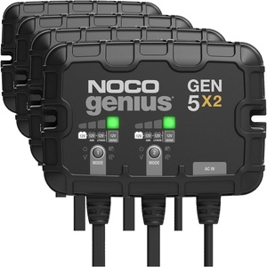 NOCO Genius GEN5X2: 2-Bank, 10A Onboard Battery Charger – 5A Per Bank, 12V Waterproof Marine Charger with Overcharge Protection & Temperature Compensation – for Lead-Acid & Lithium Batteries | Charges 2 Batteries at Once, IP68 Waterproof, Overcharge Protection, Temperature Compensation, For Lead-Acid & Lithium(10A (5A per Bank) (Pack of 4))